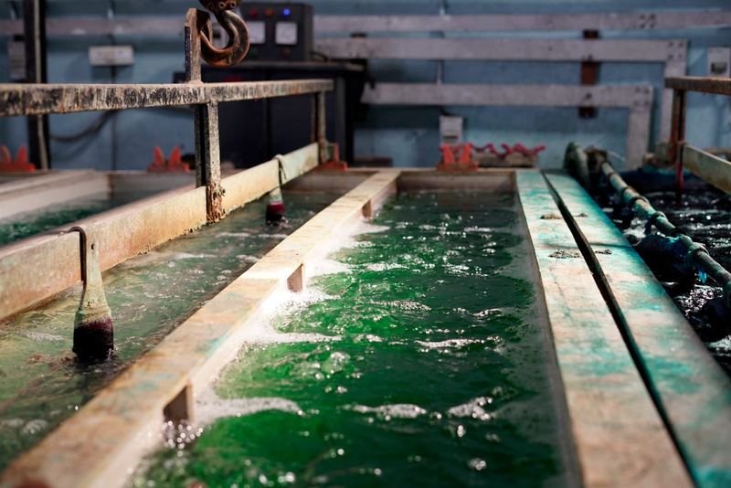 Plating tanks on the copper-bonding line